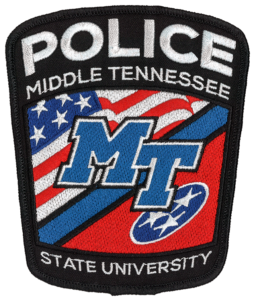 Shoulder patch of the MTSU Police Department.